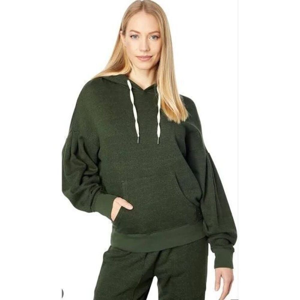 Philanthropy NWT Lange Puff Sleeve Hooded Sweatshirt Green Size Large